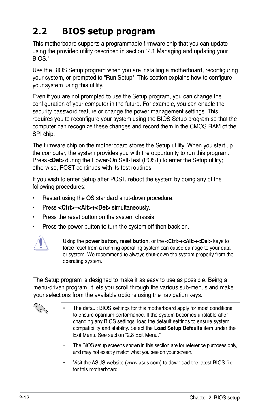 2 bios setup program | Asus P5QL-CM User Manual | Page 62 / 114