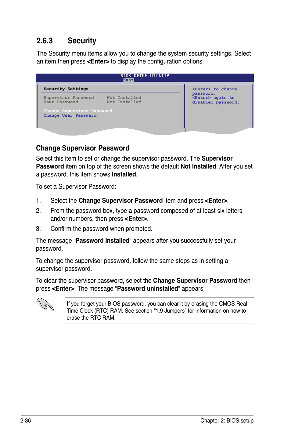 3 security, Change supervisor password | Asus P5QL-CM User Manual | Page 86 / 114