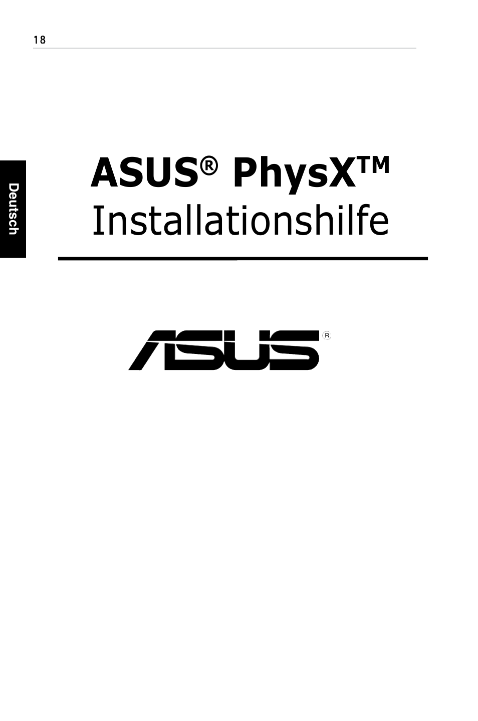 Asus, Physx, Installationshilfe | Asus PhysX P1 User Manual | Page 20 / 120