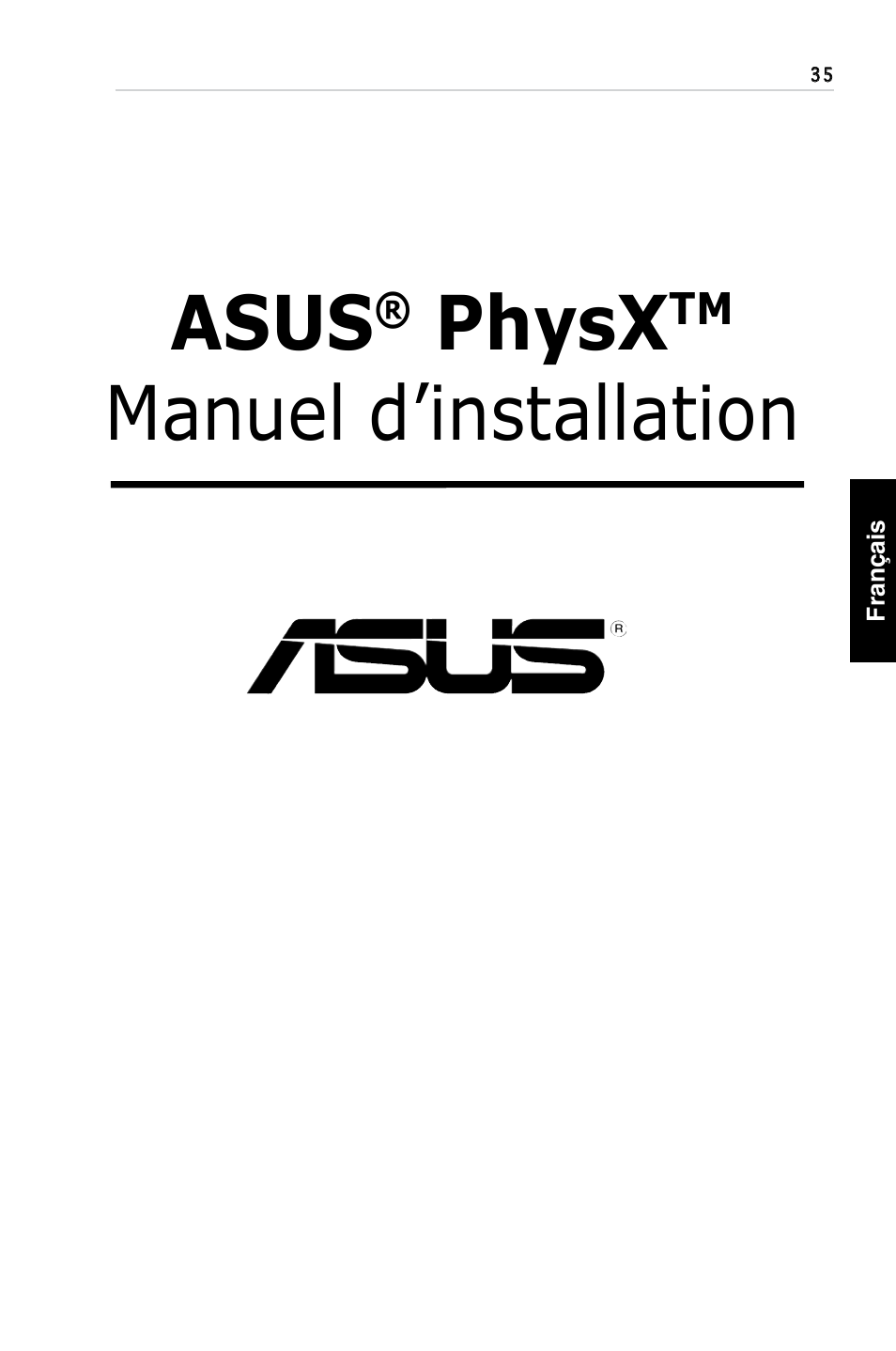 Asus, Physx, Manuel d’installation | Asus PhysX P1 User Manual | Page 37 / 120