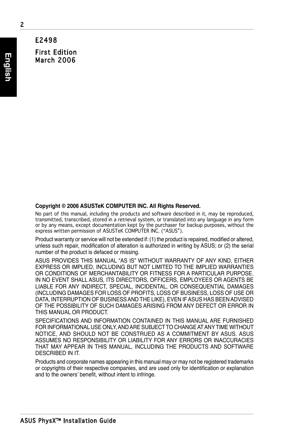 English | Asus PhysX P1 User Manual | Page 4 / 120