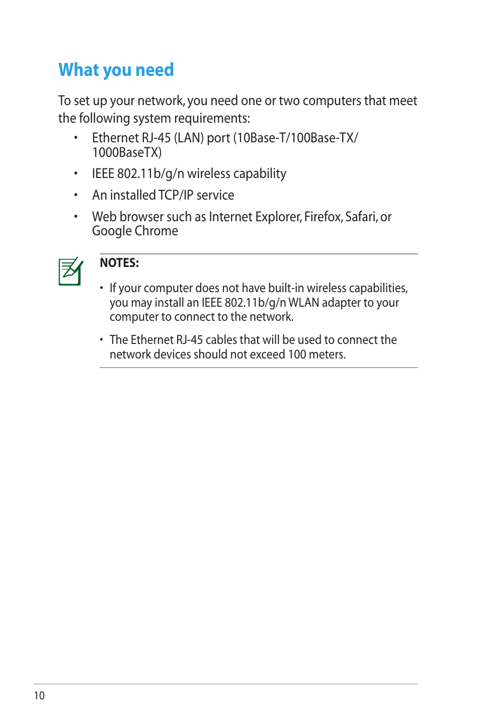 What you need | Asus RT-N16 User Manual | Page 10 / 69