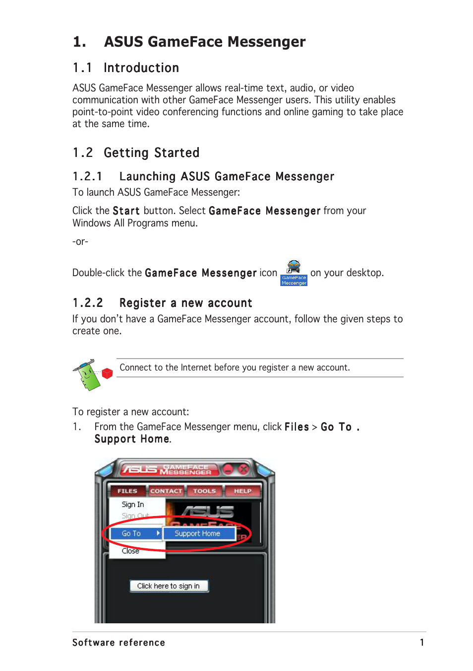 Asus gameface messenger | Asus V9999 Series User Manual | Page 7 / 60