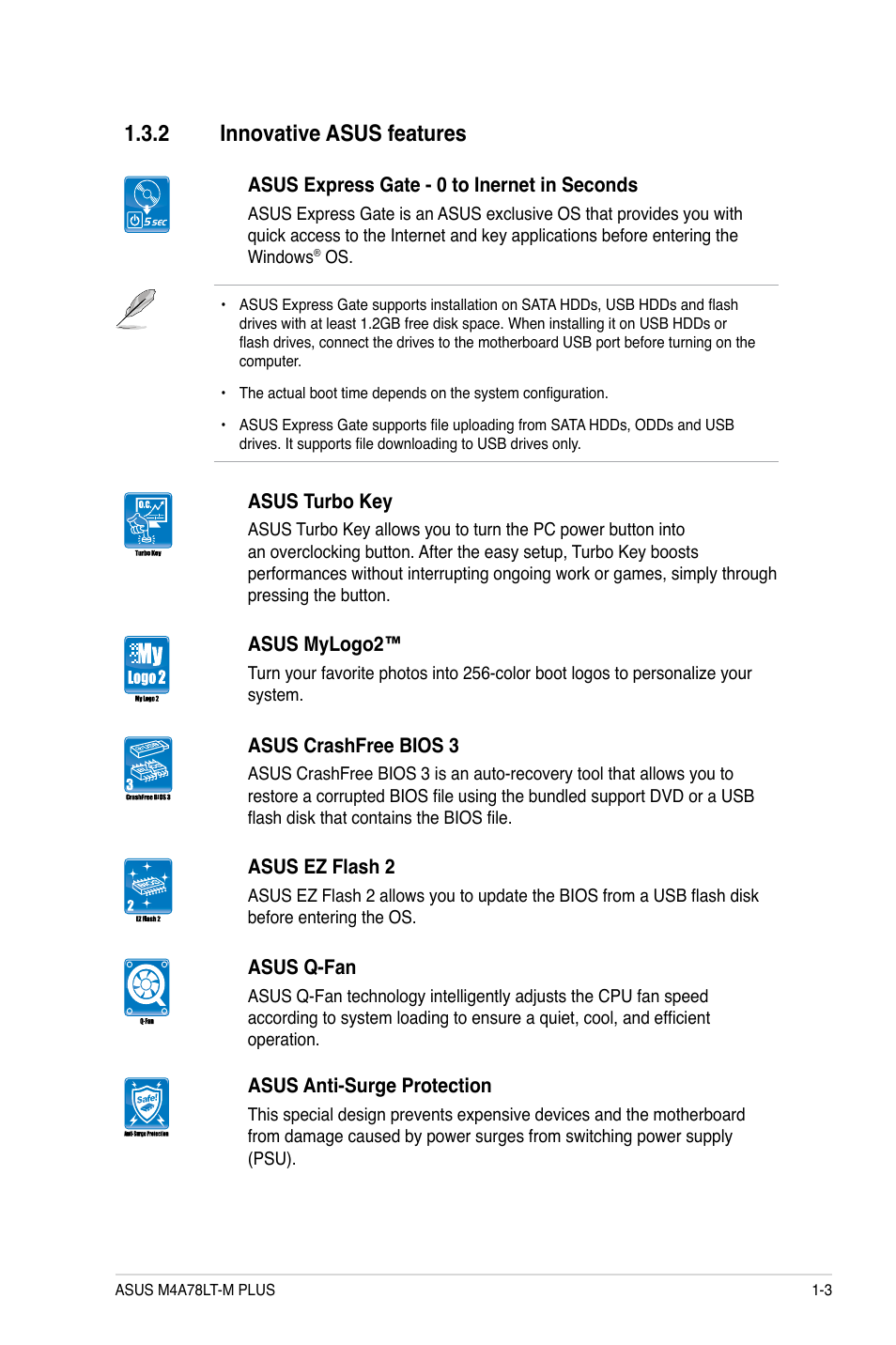 2 innovative asus features, Innovative asus features -3 | Asus M4A78LT-M PLUS User Manual | Page 13 / 64