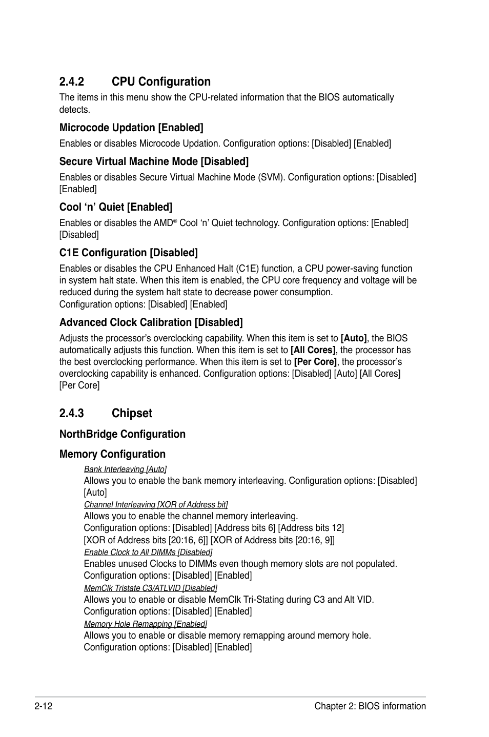 2 cpu configuration, 3 chipset, Cpu configuration -12 | Chipset -12 | Asus M4A78LT-M PLUS User Manual | Page 52 / 64