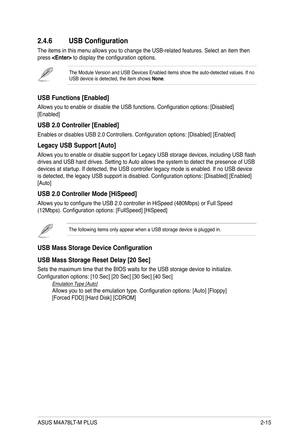 6 usb configuration, Usb configuration -15 | Asus M4A78LT-M PLUS User Manual | Page 55 / 64