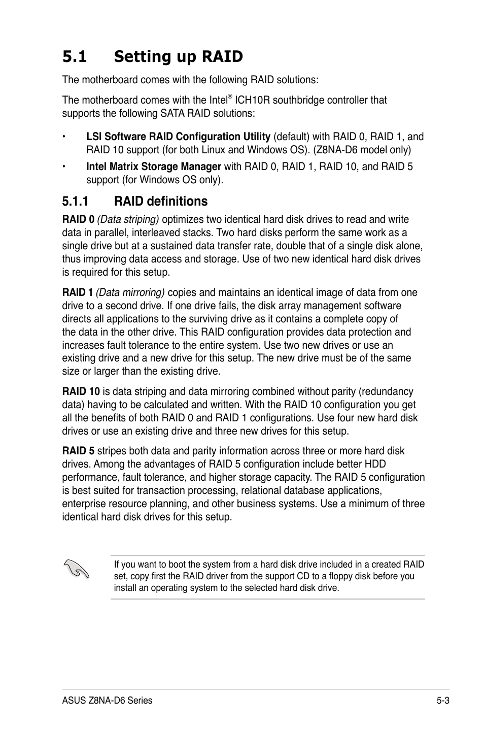 1 setting up raid, 1 raid definitions | Asus Z8NA-D6 User Manual | Page 105 / 168