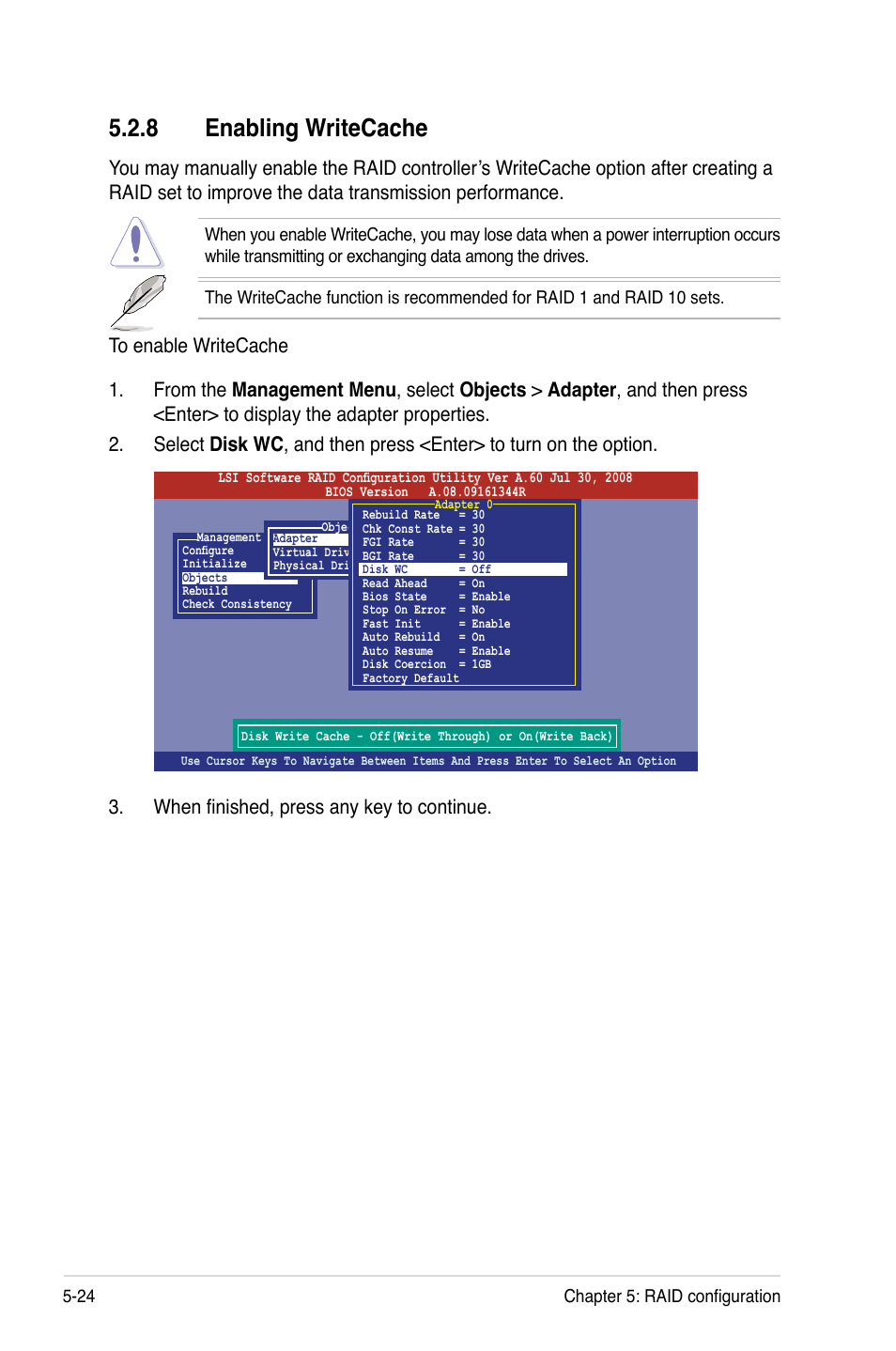 8 enabling writecache | Asus Z8NA-D6 User Manual | Page 126 / 168