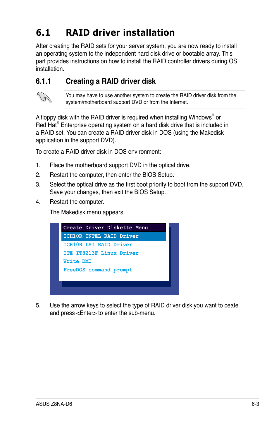 1 raid driver installation, 1 creating a raid driver disk | Asus Z8NA-D6 User Manual | Page 139 / 168