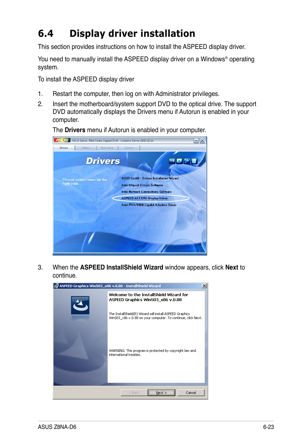 4 display driver installation | Asus Z8NA-D6 User Manual | Page 159 / 168