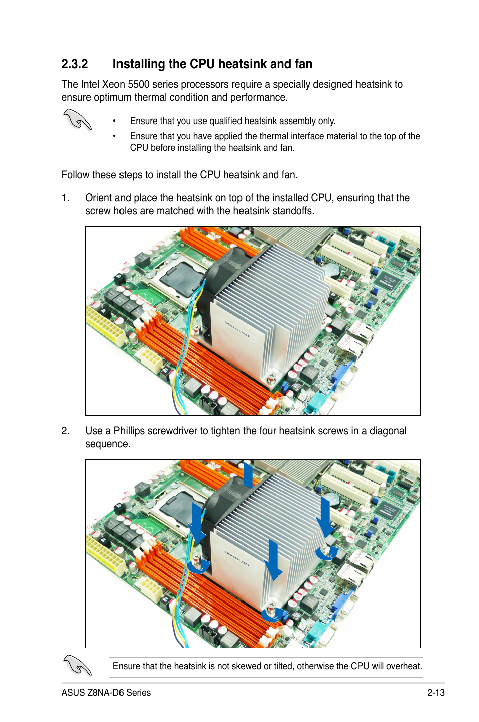 2 installing the cpu heatsink and fan | Asus Z8NA-D6 User Manual | Page 33 / 168