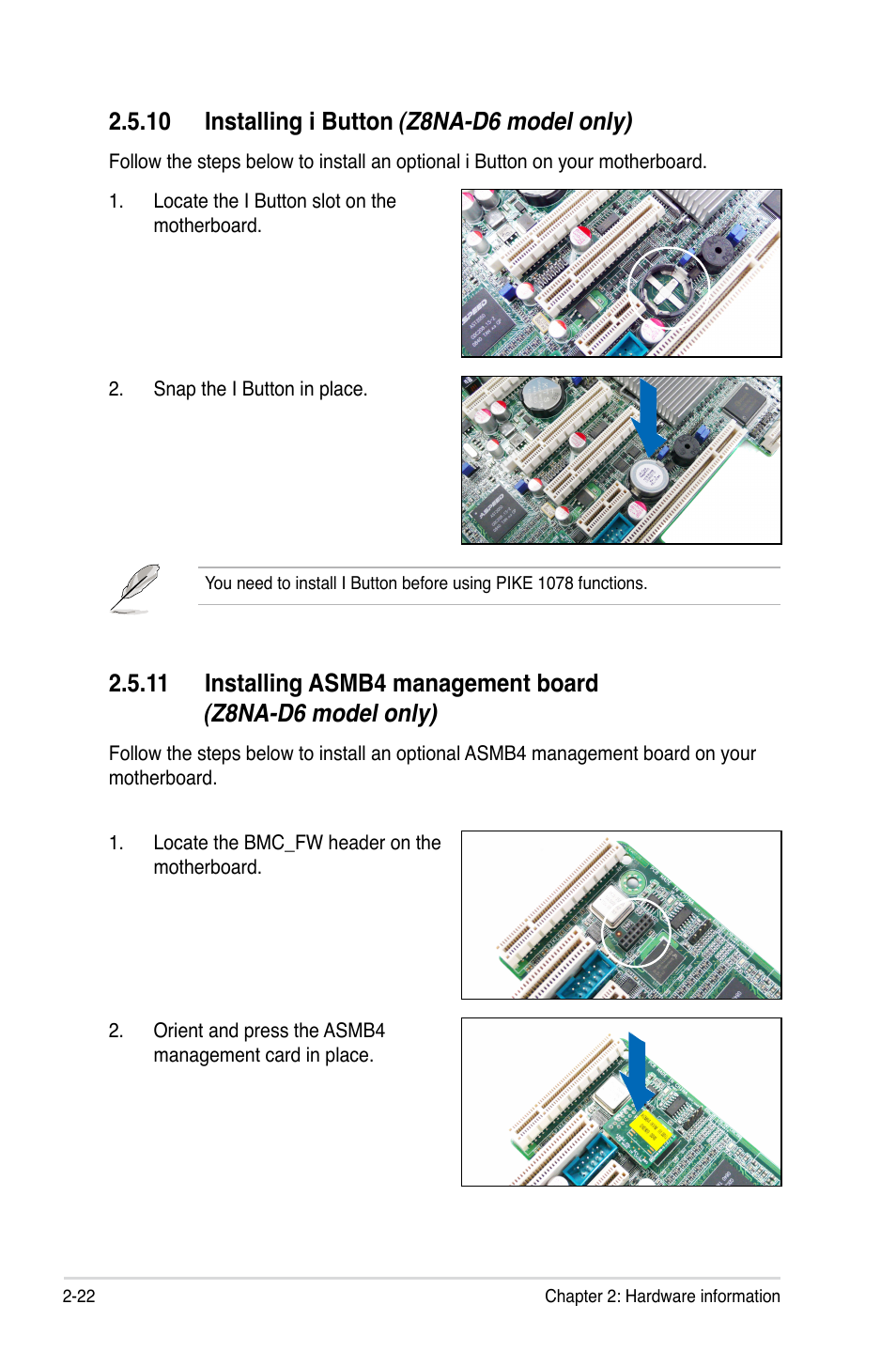 10 installing i button (z8na-d6 model only) | Asus Z8NA-D6 User Manual | Page 42 / 168