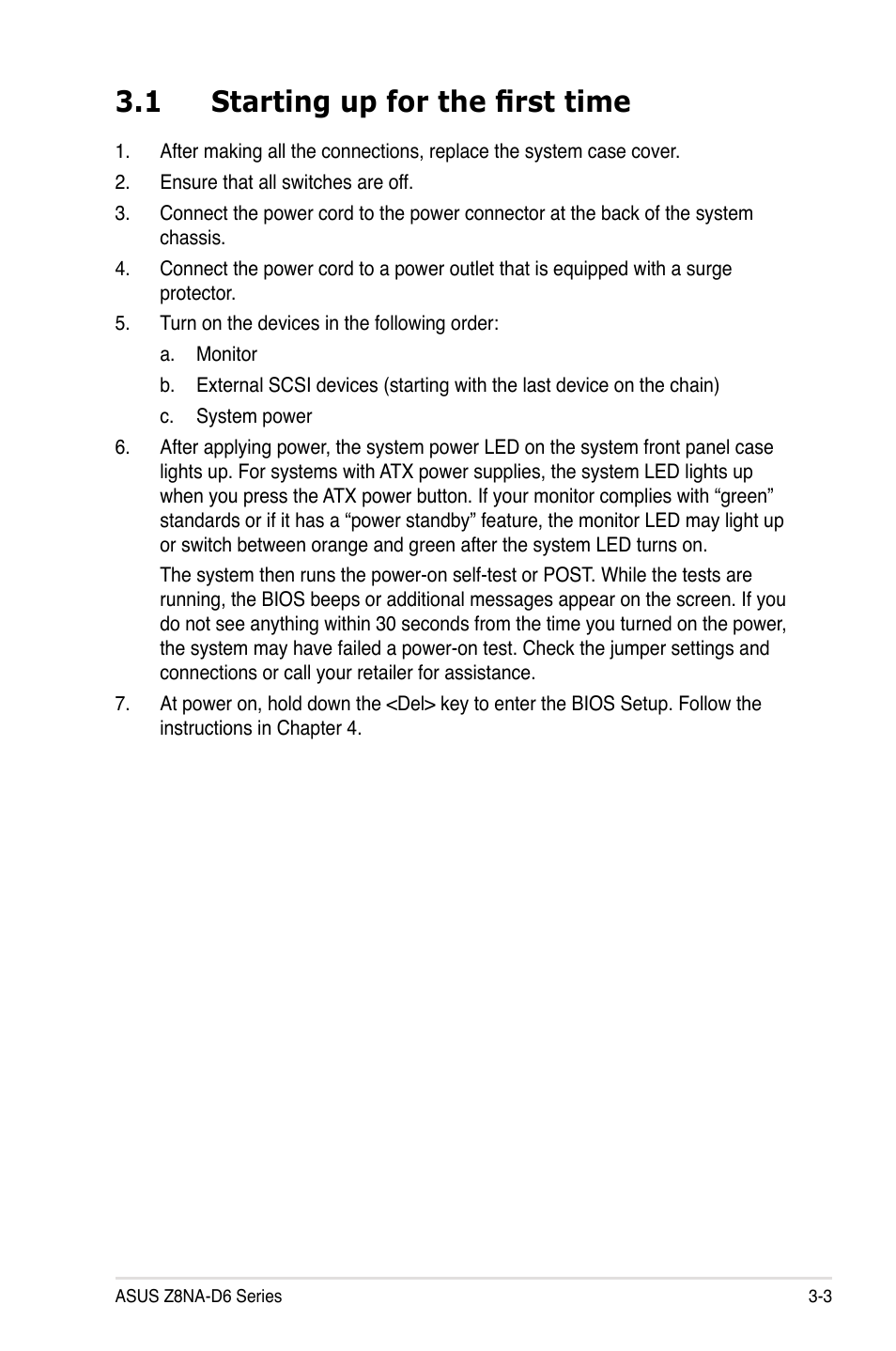 1 starting up for the first time | Asus Z8NA-D6 User Manual | Page 61 / 168