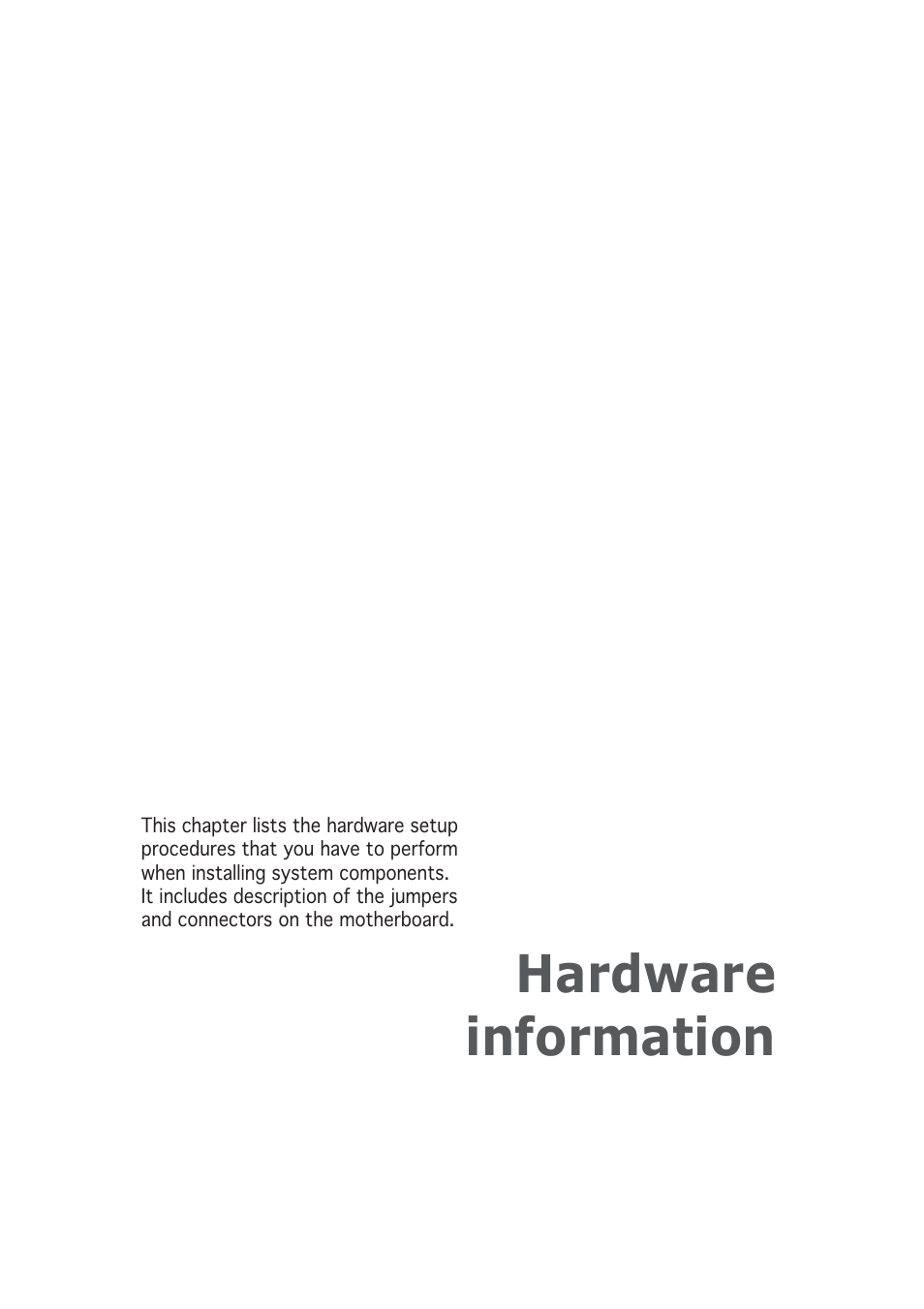 Hardware information | Asus A8N-SLI User Manual | Page 11 / 88