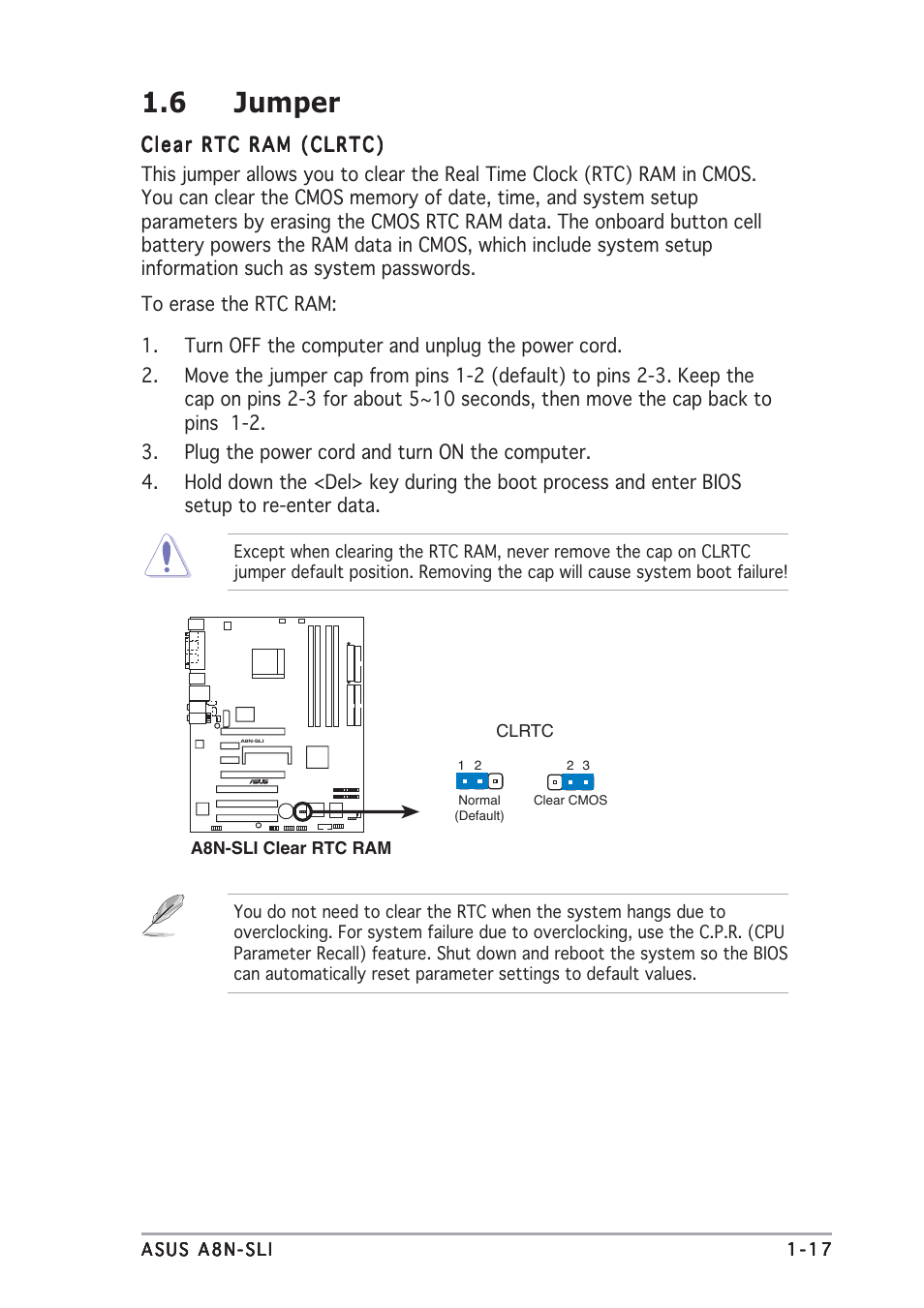6 jumper | Asus A8N-SLI User Manual | Page 27 / 88