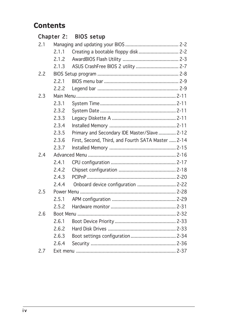 Asus A8N-SLI User Manual | Page 4 / 88