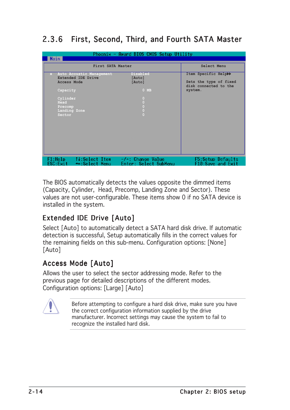 Extended ide drive [auto, Access mode [auto | Asus A8N-SLI User Manual | Page 52 / 88