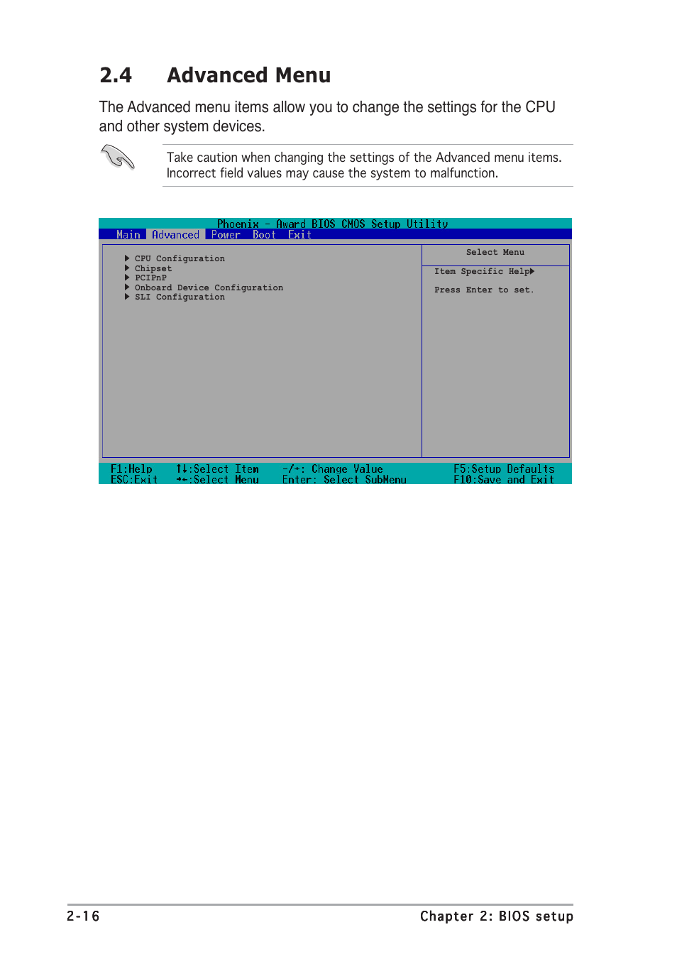 4 advanced menu | Asus A8N-SLI User Manual | Page 54 / 88