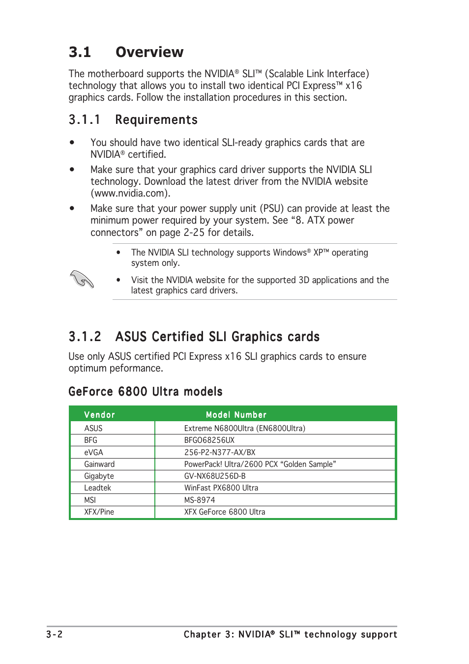 1 overview, Geforce 6800 ultra models | Asus A8N-SLI User Manual | Page 78 / 88