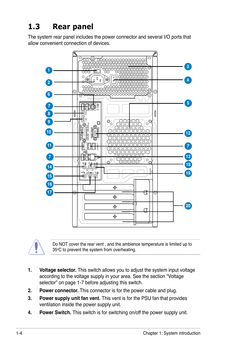 3 rear panel | Asus V4-M3N8200 User Manual | Page 14 / 104