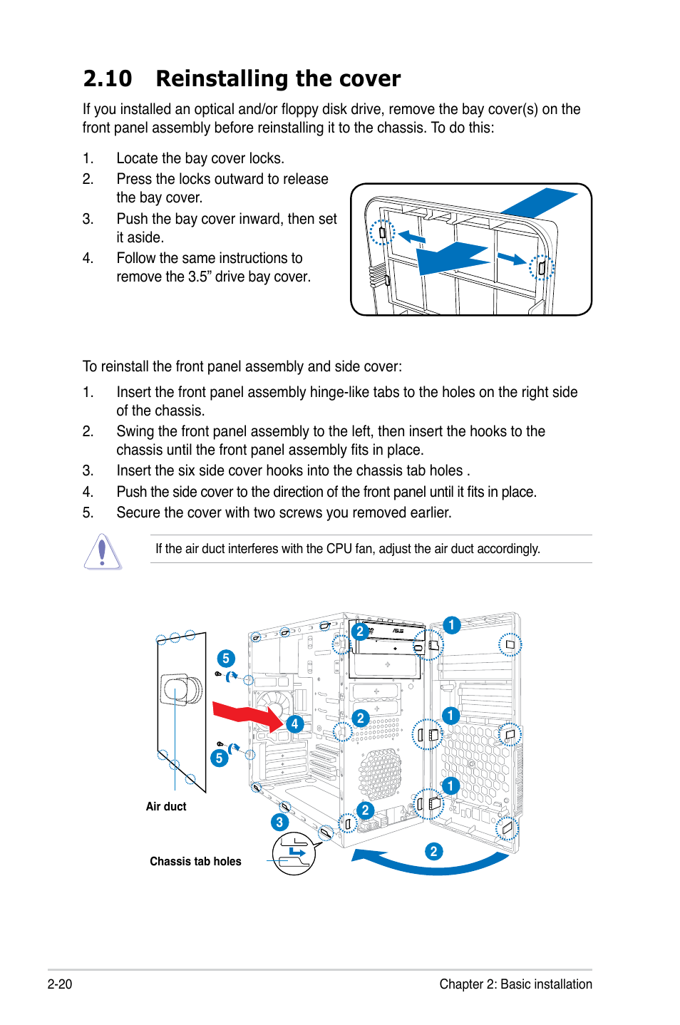 10 reinstalling the cover | Asus V4-M3N8200 User Manual | Page 38 / 104