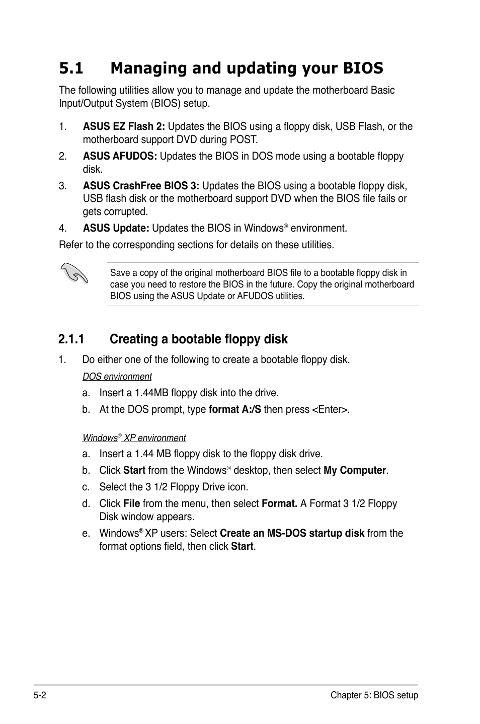 1 managing and updating your bios, 1 creating a bootable floppy disk | Asus V4-M3N8200 User Manual | Page 62 / 104