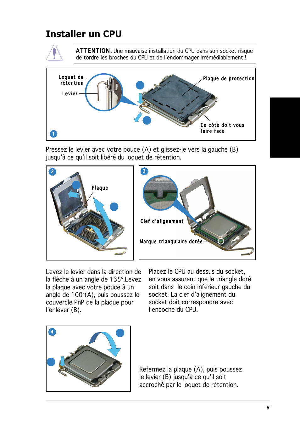 Installer un cpu, Fran ç ais | Asus Vintage-PH1 User Manual | Page 13 / 80