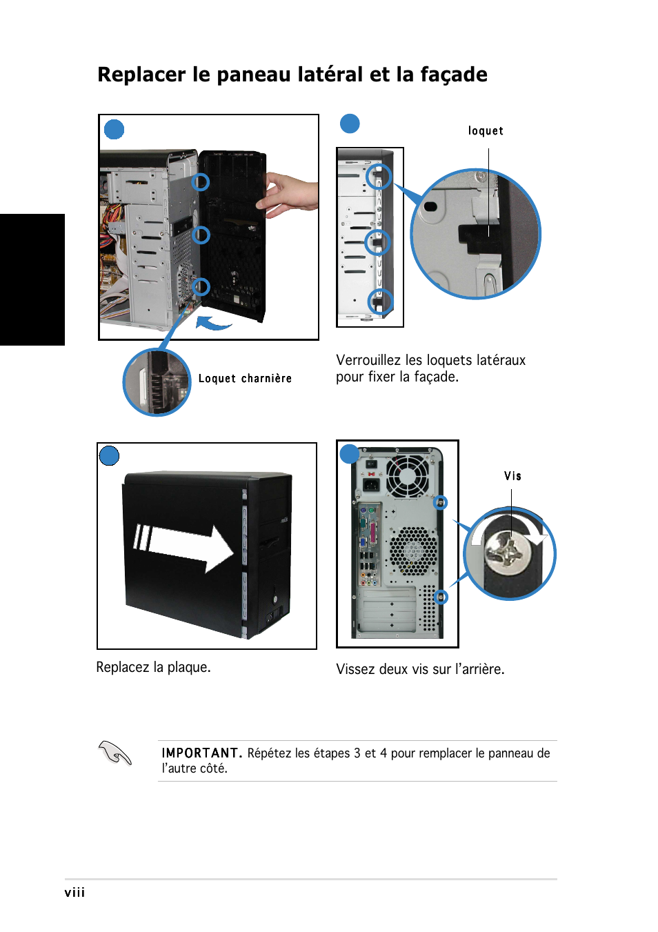 Replacer le paneau latéral et la façade, Fran ç ais | Asus Vintage-PH1 User Manual | Page 16 / 80