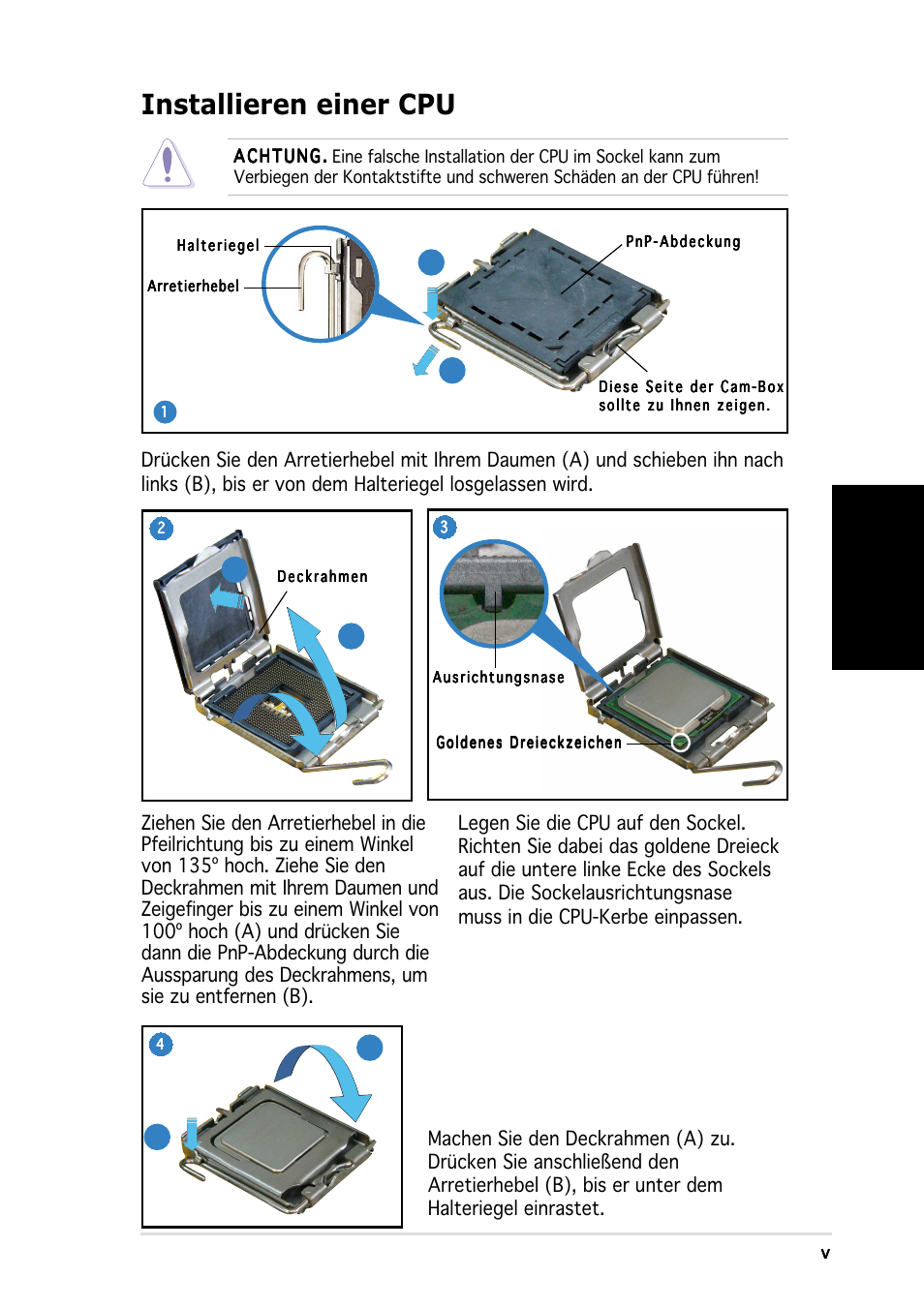 Installieren einer cpu, Deutsch | Asus Vintage-PH1 User Manual | Page 21 / 80