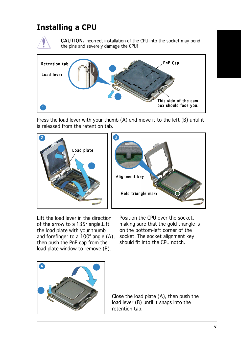 Installing a cpu, English | Asus Vintage-PH1 User Manual | Page 5 / 80