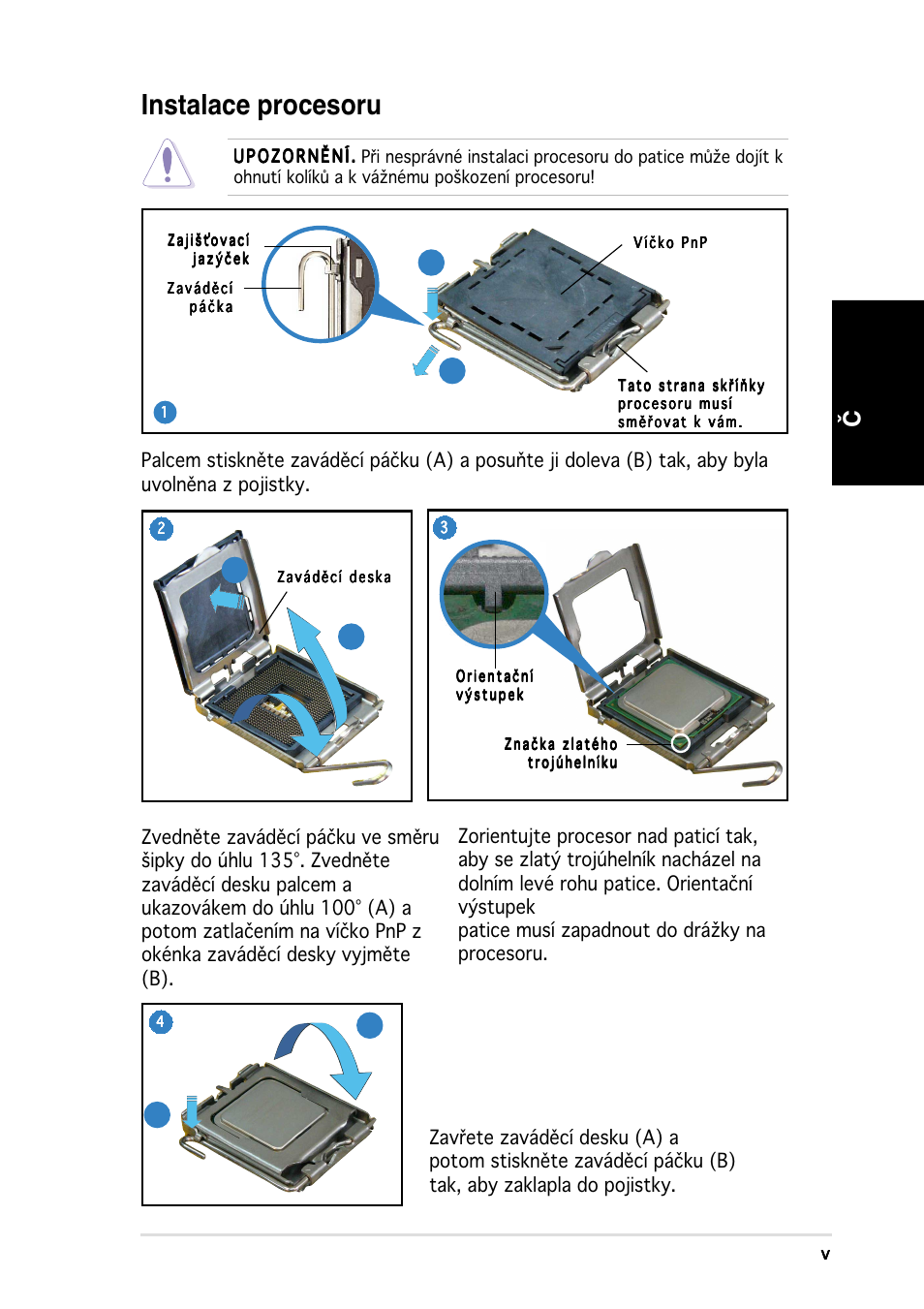 Instalace procesoru, Česky | Asus Vintage-PH1 User Manual | Page 61 / 80