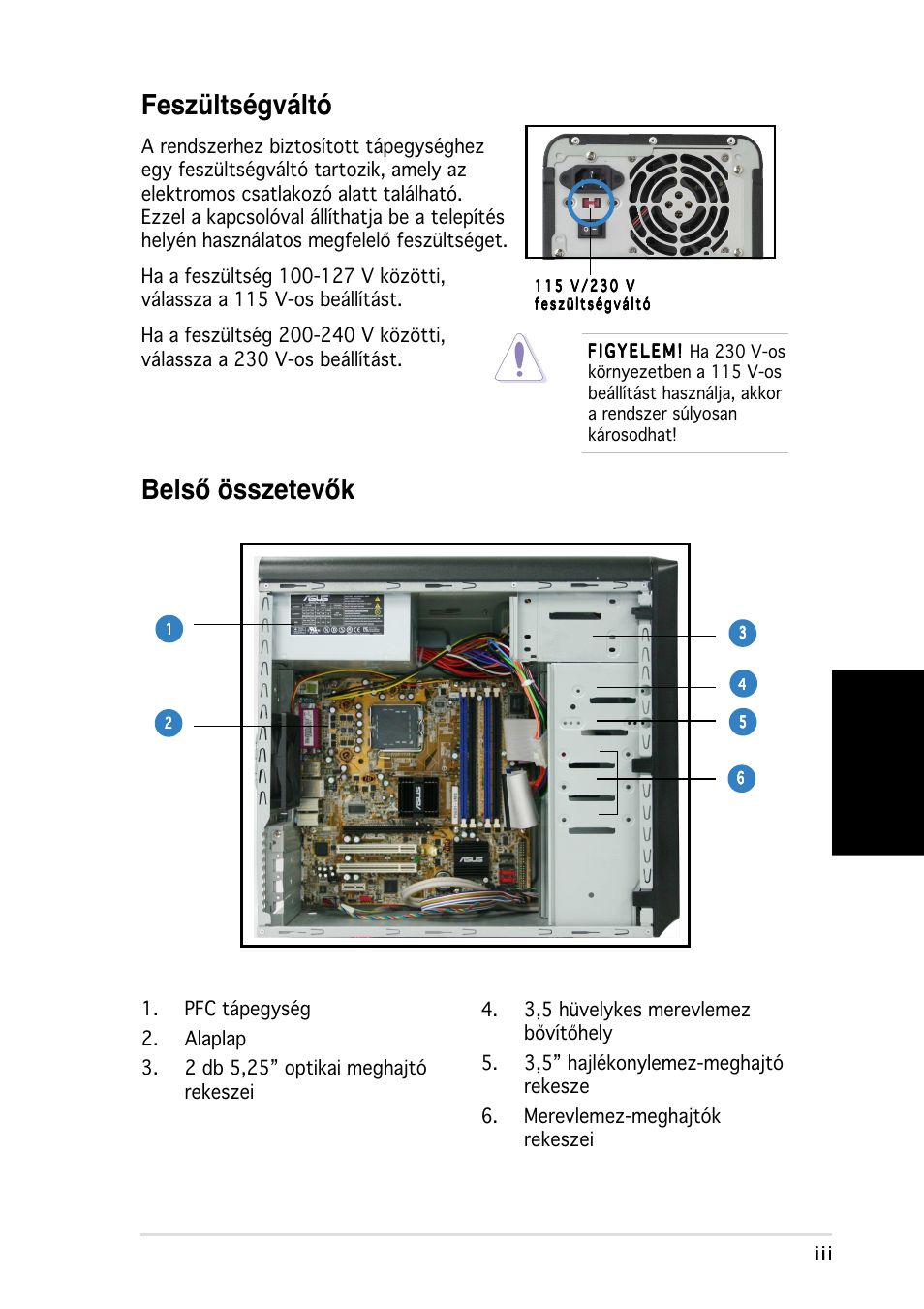 Feszültségváltó, Belső összetevők, Magyar | Asus Vintage-PH1 User Manual | Page 75 / 80