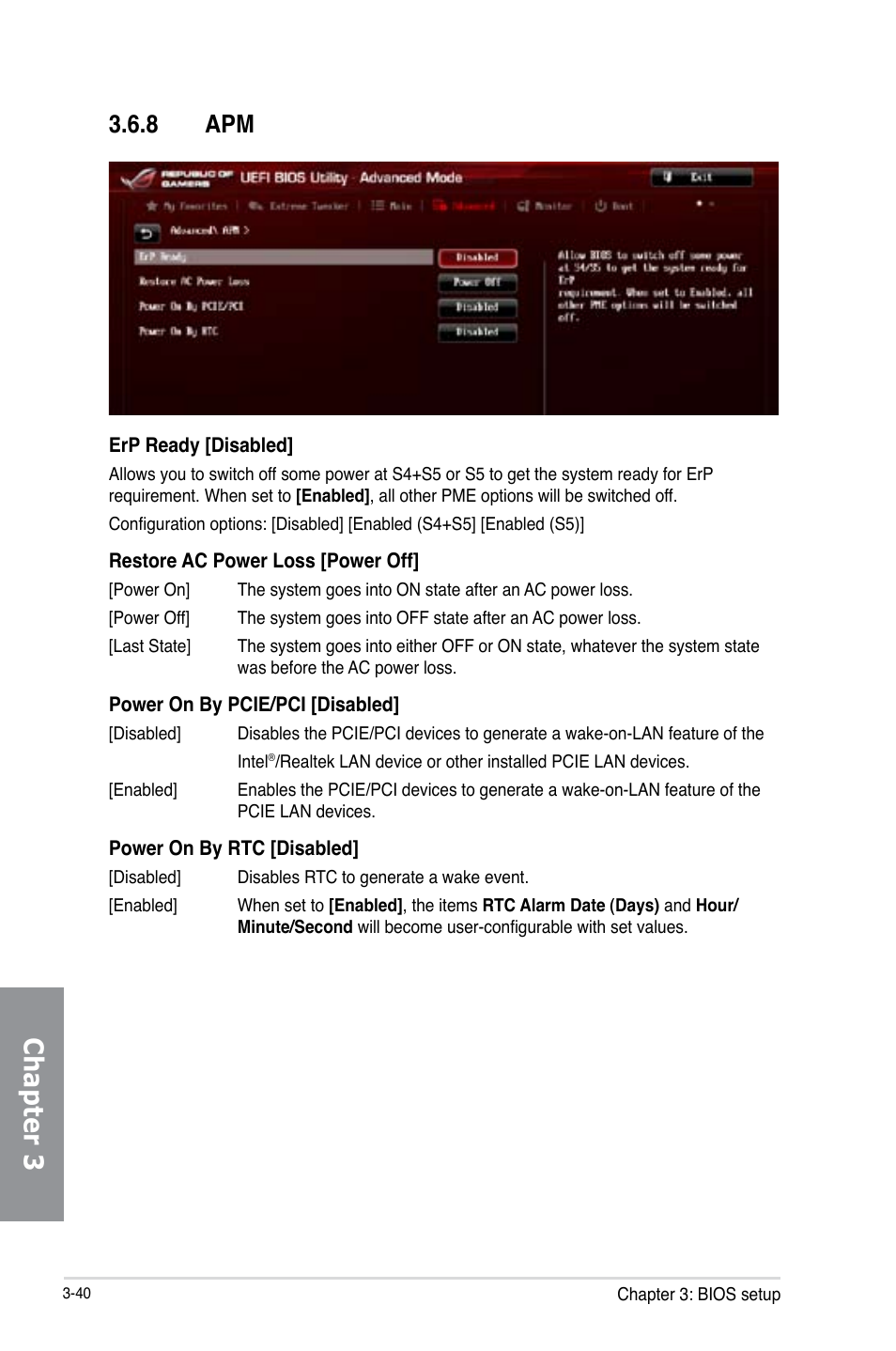 8 apm, Apm -40, Chapter 3 | Asus MAXIMUS VI GENE User Manual | Page 126 / 196