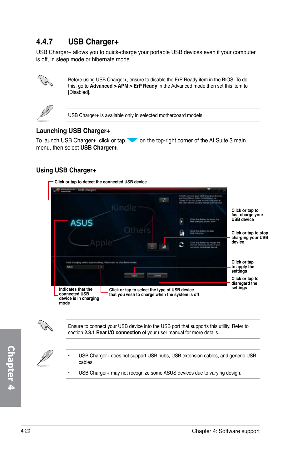 7 usb charger, Usb charger+ -20, Chapter 4 | Launching usb charger, Using usb charger | Asus MAXIMUS VI GENE User Manual | Page 168 / 196