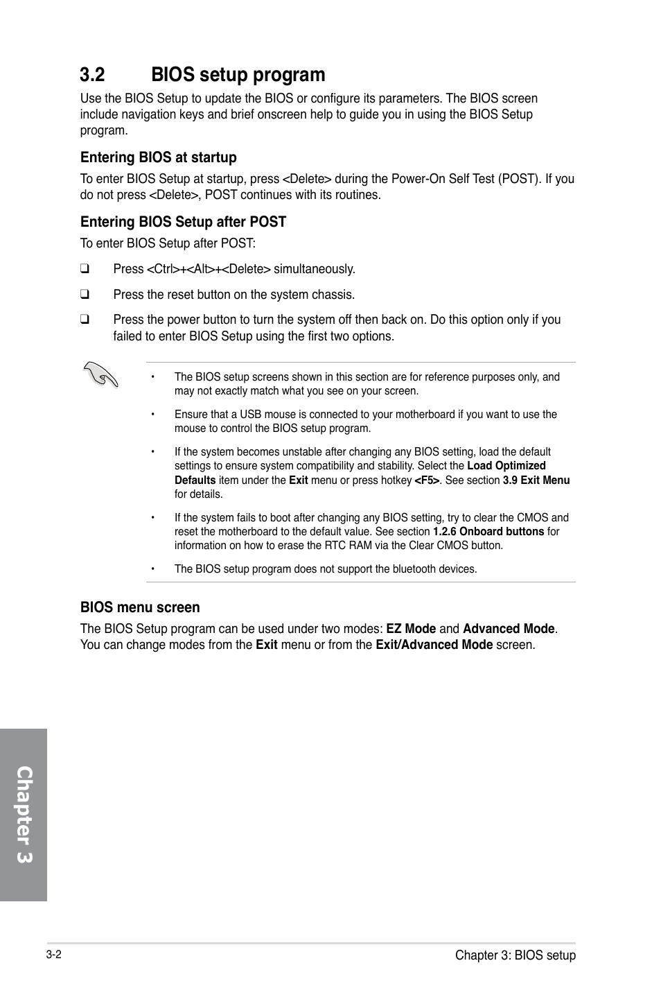 2 bios setup program, Bios setup program -2, Chapter 3 | Asus MAXIMUS VI GENE User Manual | Page 88 / 196