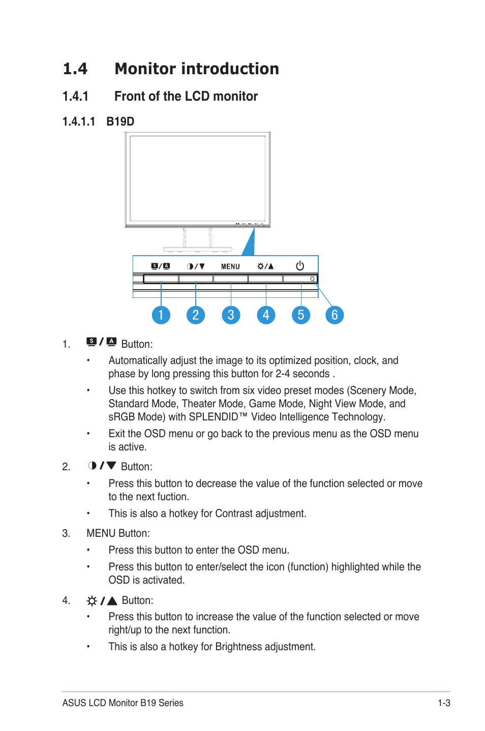 4 monitor introduction | Asus B19D User Manual | Page 9 / 19