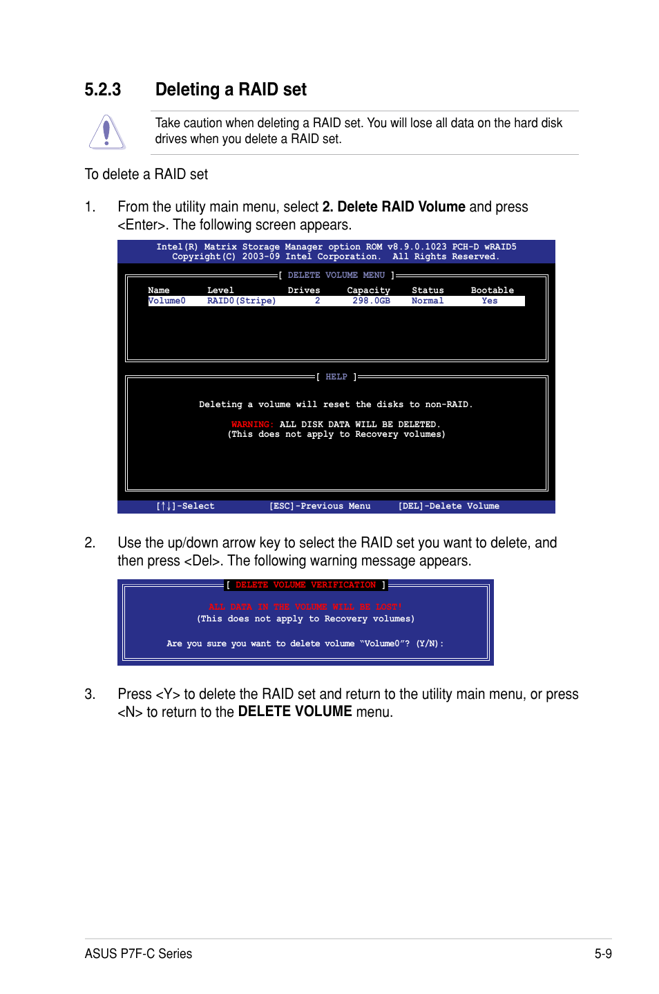 3 deleting a raid set | Asus P7F-C/SAS User Manual | Page 105 / 180