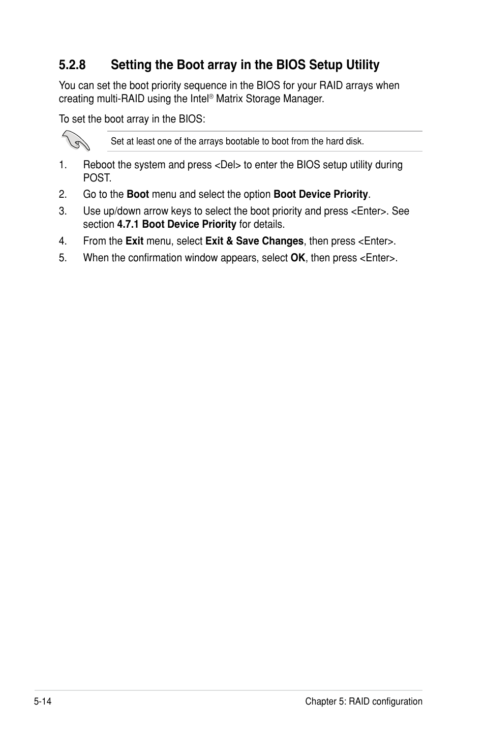 8 setting the boot array in the bios setup utility | Asus P7F-C/SAS User Manual | Page 110 / 180