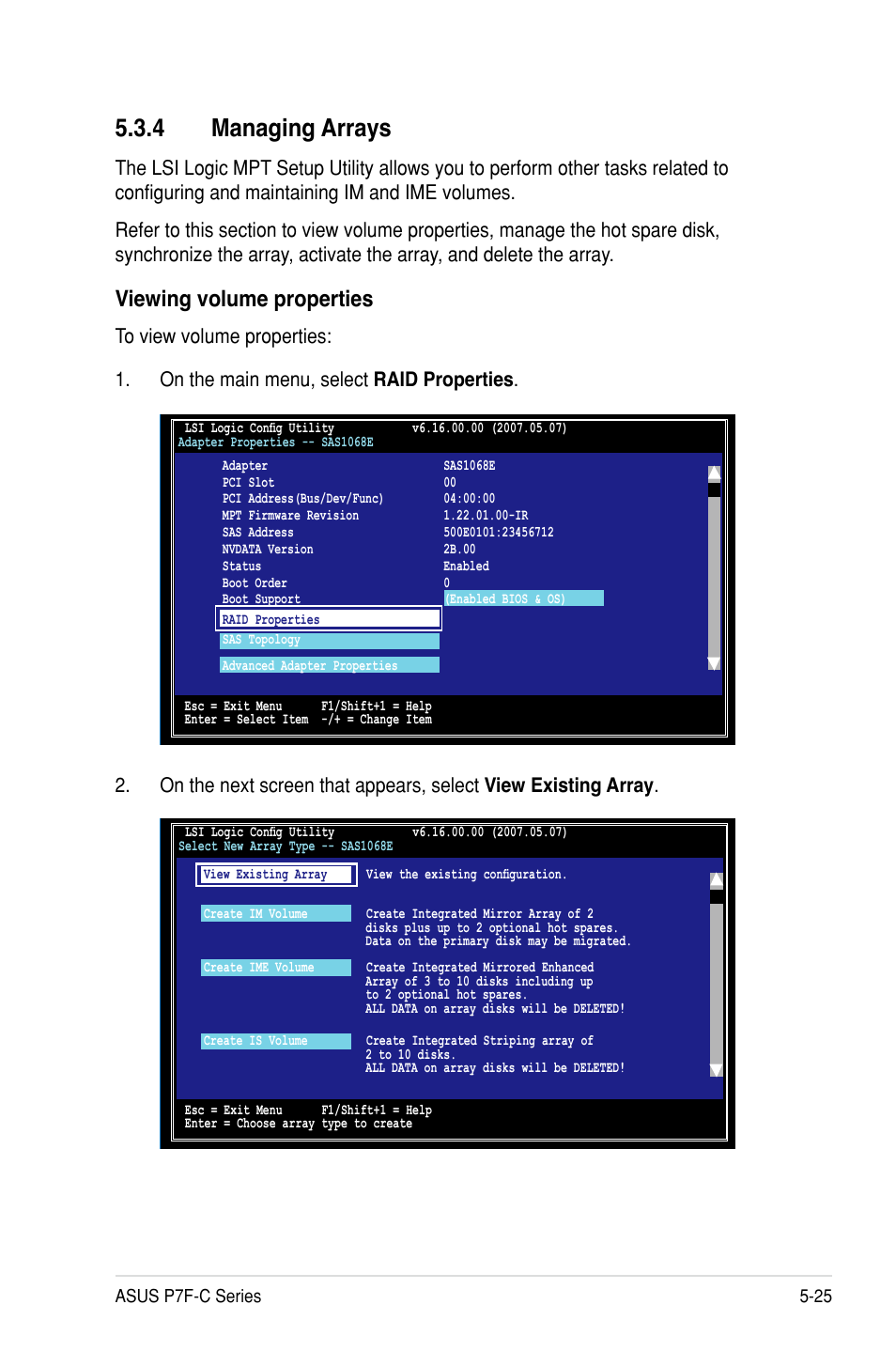 4 managing arrays, Viewing volume properties | Asus P7F-C/SAS User Manual | Page 121 / 180