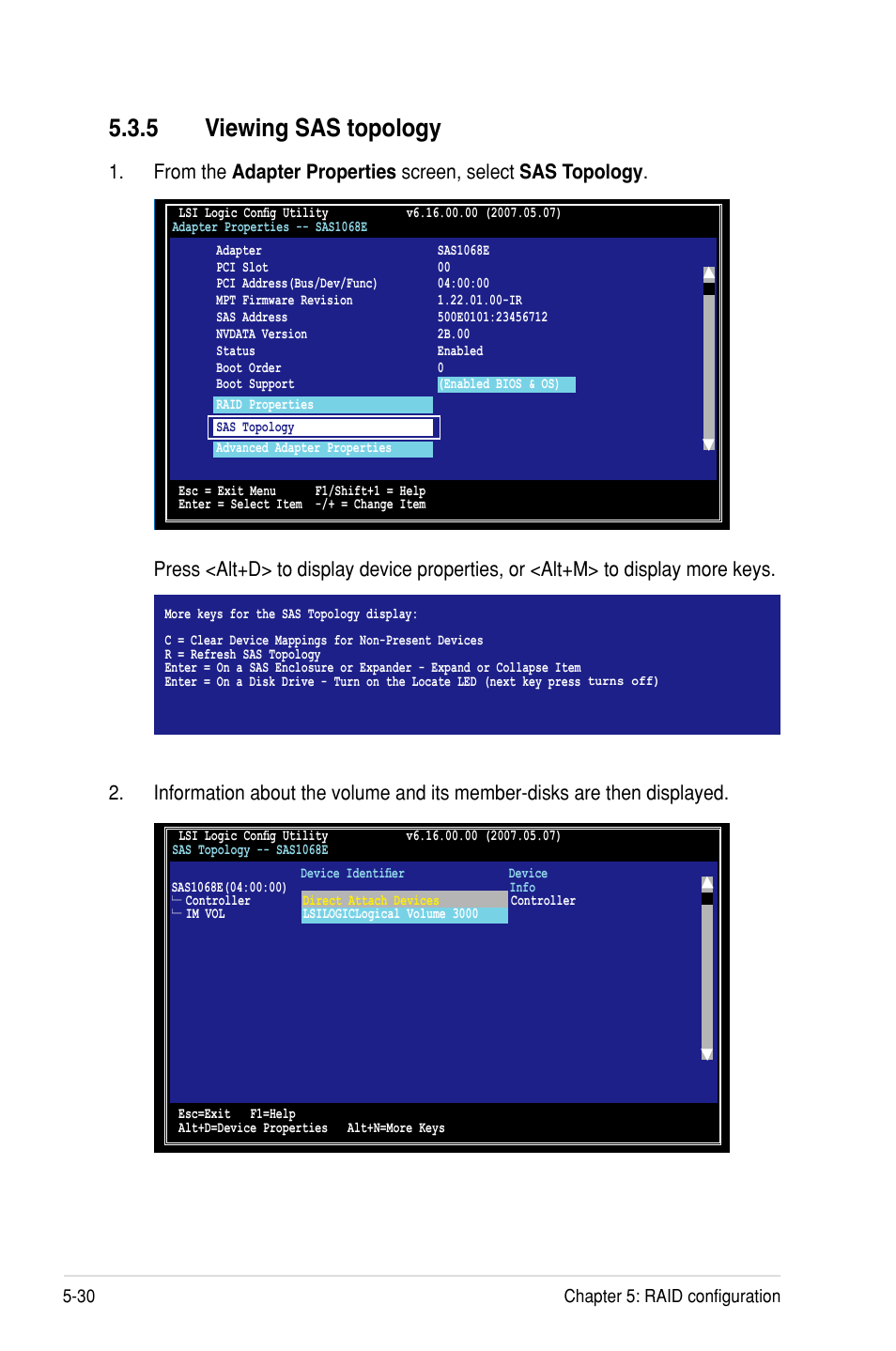 5 viewing sas topology | Asus P7F-C/SAS User Manual | Page 126 / 180