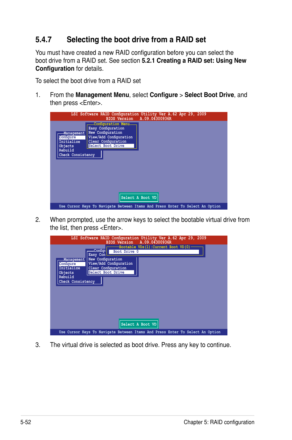 7 selecting the boot drive from a raid set | Asus P7F-C/SAS User Manual | Page 148 / 180