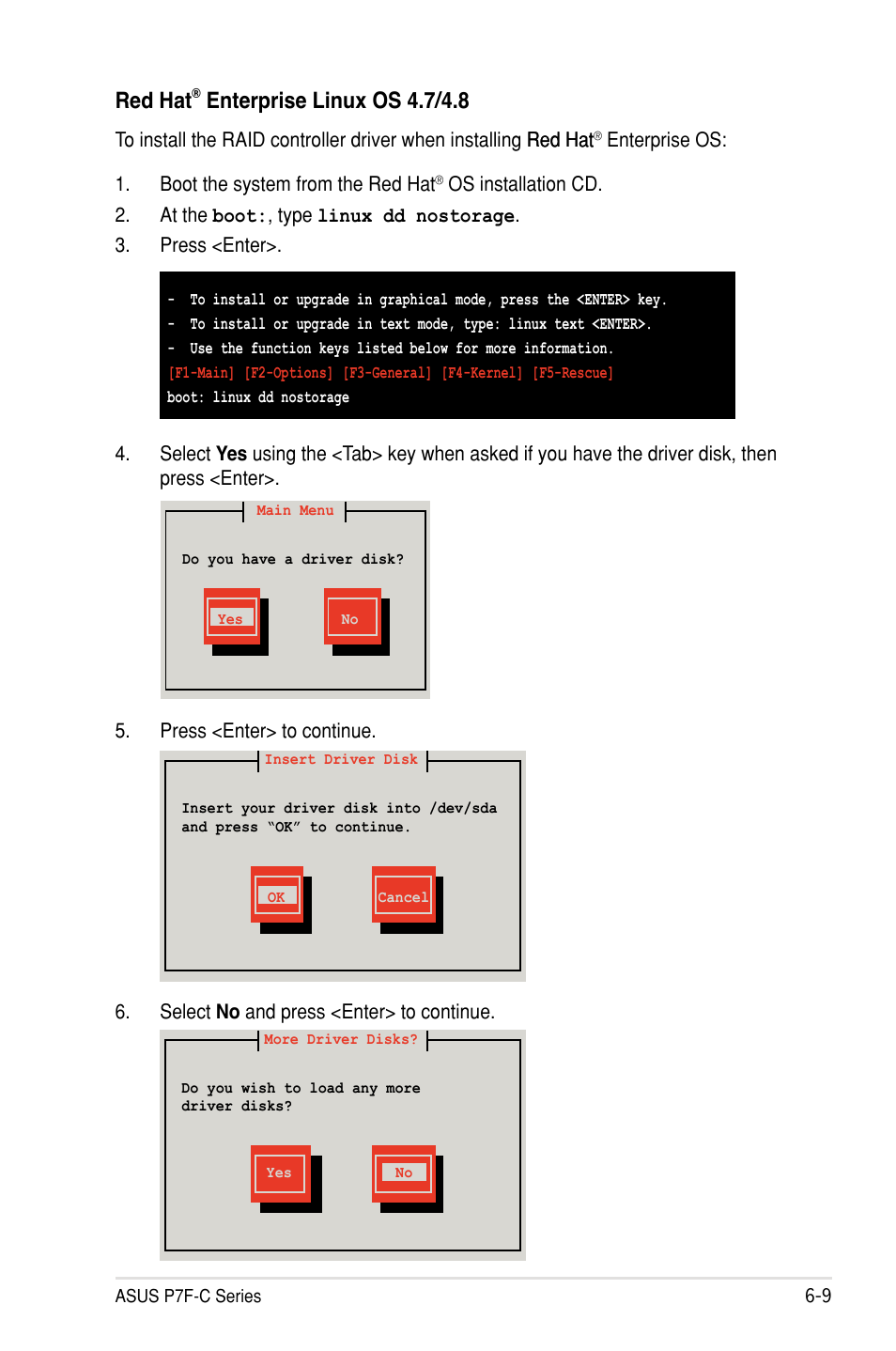 Red hat, Enterprise linux os 4.7/4.8 | Asus P7F-C/SAS User Manual | Page 159 / 180