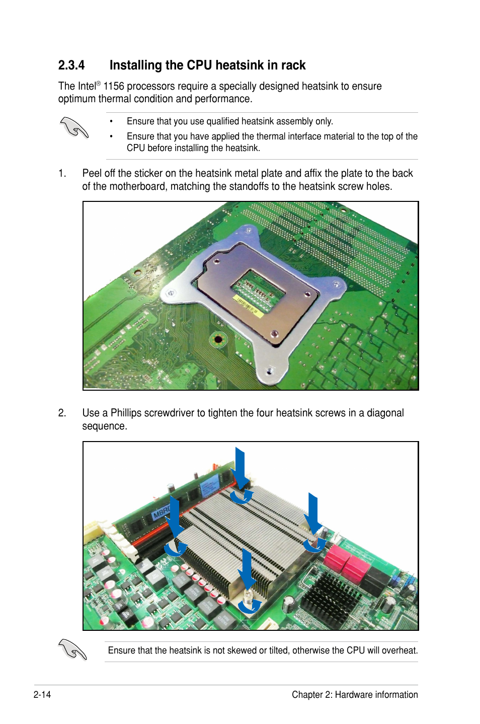4 installing the cpu heatsink in rack | Asus P7F-C/SAS User Manual | Page 32 / 180