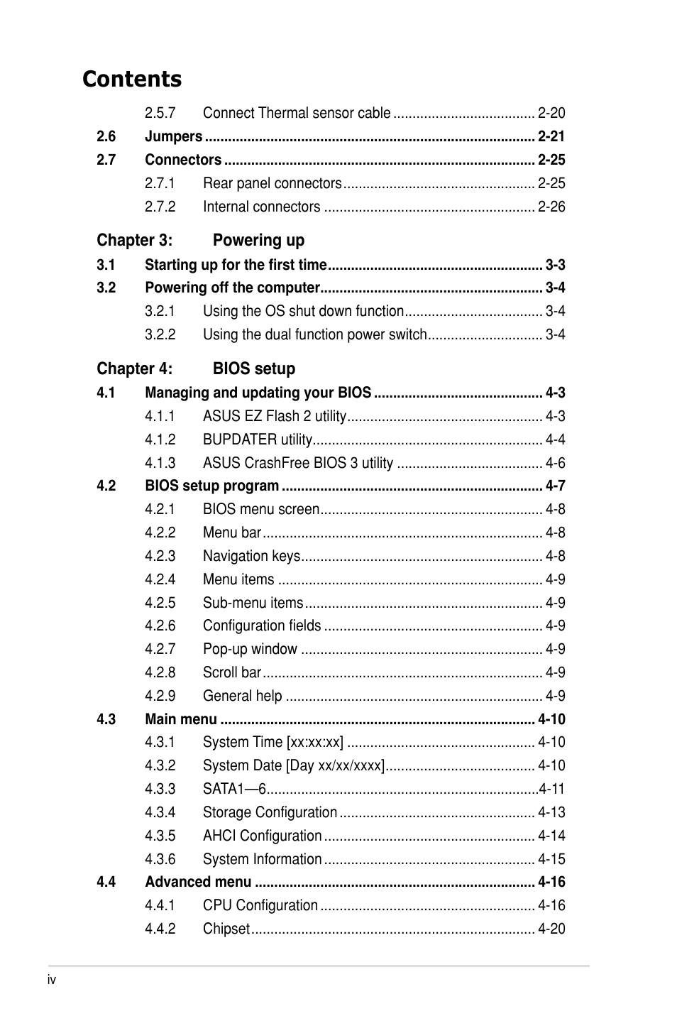 Asus P7F-C/SAS User Manual | Page 4 / 180