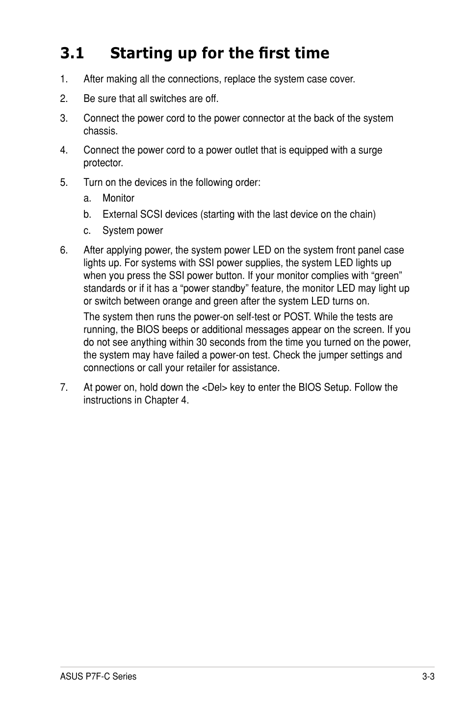 1 starting up for the first time | Asus P7F-C/SAS User Manual | Page 55 / 180