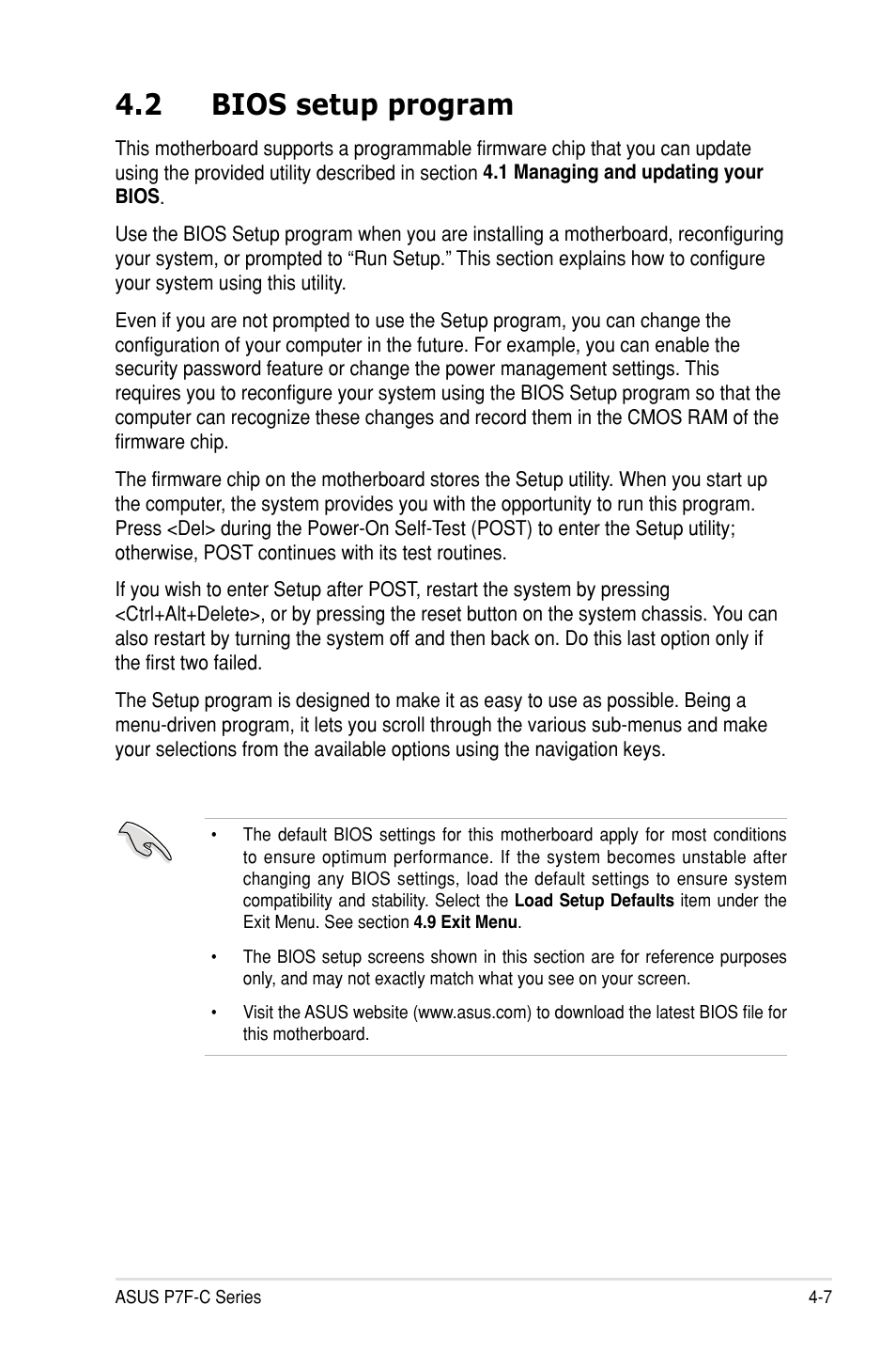 2 bios setup program | Asus P7F-C/SAS User Manual | Page 63 / 180