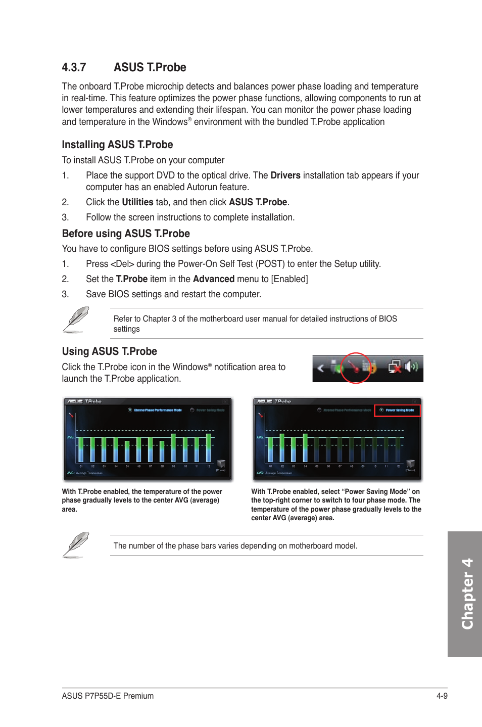 7 asus t.probe, Asus t.probe -9, Chapter 4 | Asus P7P55D-E Premium User Manual | Page 113 / 134