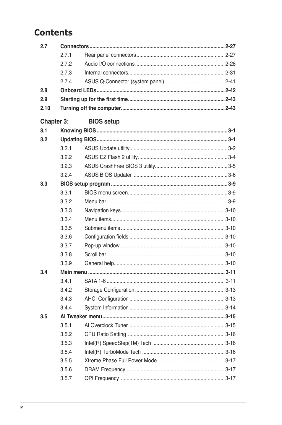 Asus P7P55D-E Premium User Manual | Page 4 / 134