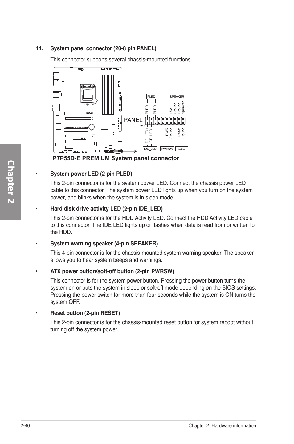 Chapter 2 | Asus P7P55D-E Premium User Manual | Page 60 / 134