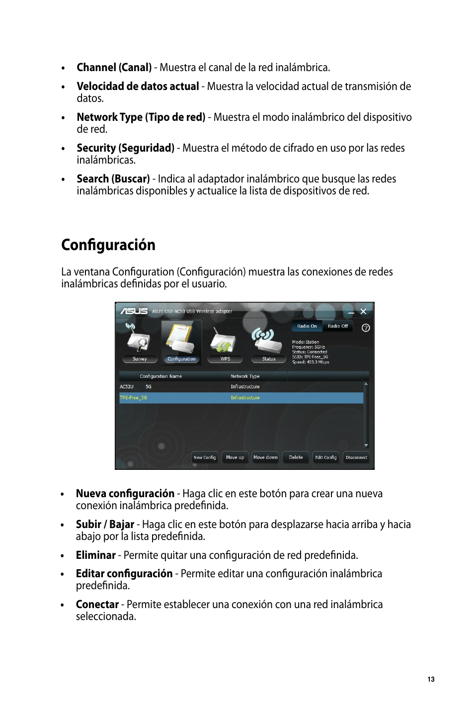 Configuración | Asus USB-AC50 User Manual | Page 13 / 36